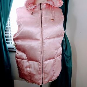 Fuda pink hoodie puffer vest down filled